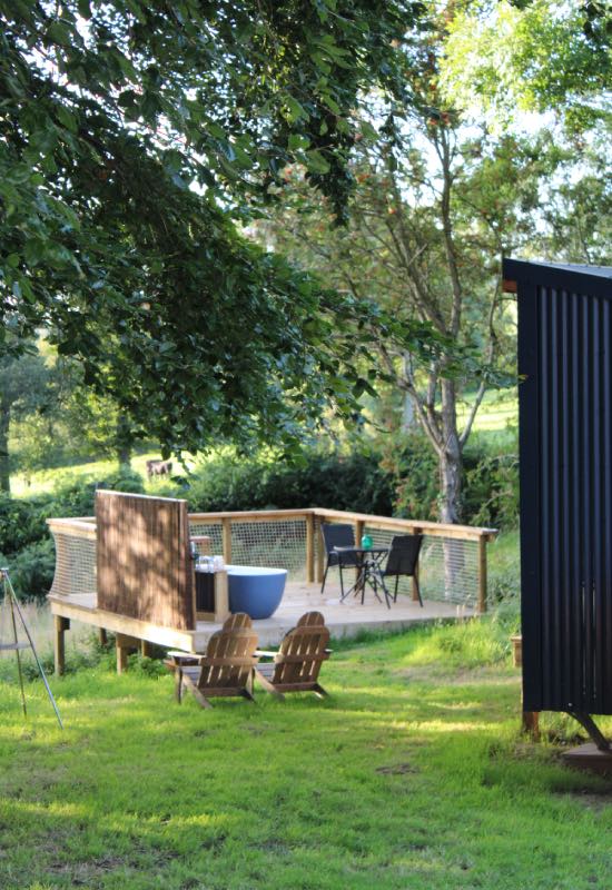 Devon cabin with outdoor bath